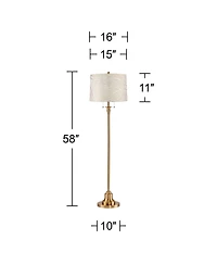 360 Lighting Dyna Traditional 58" Tall Standing Floor Lamp Pole Pull Chain Antique Brass Finish Drum Circles Shade
