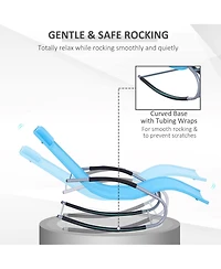 Outsunny Zero Gravity Rocking Chair Outdoor Chaise Lounge Chair Recliner Rocker with Detachable Pillow & Durable Weather-Fighting Fabric for Patio, De