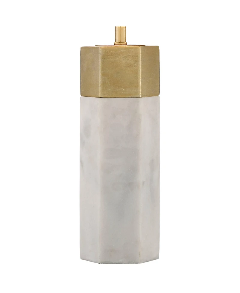 Possini Euro Design Modern Table Lamps 21" High Set of 2 Hexagonal Faux Marble and Gold Drum Shade for Living Room Family Bedroom Office