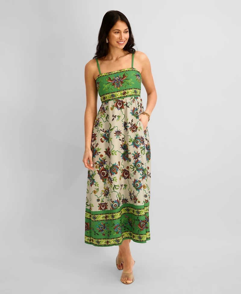 Siena Women's Printed Square-Neck Sleeveless Maxi Dress