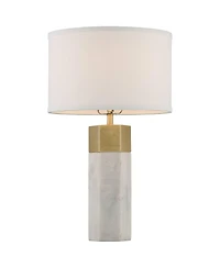 Possini Euro Design Modern Table Lamps 21" High Set of 2 Hexagonal Faux Marble and Gold Drum Shade for Living Room Family Bedroom Office