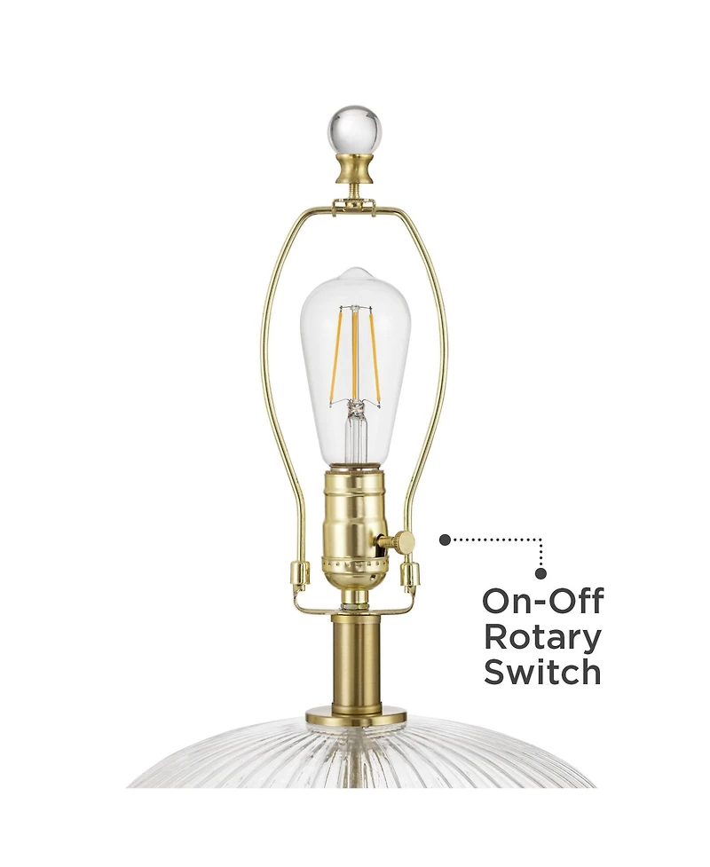 360 Lighting Darrah 20" High Small Mid Century Modern Accent Table Lamp Usb Port Clear Glass Brass Finish Living Room Charging