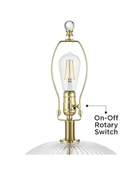 360 Lighting Darrah 20" High Small Mid Century Modern Accent Table Lamp Usb Port Clear Glass Brass Finish Living Room Charging