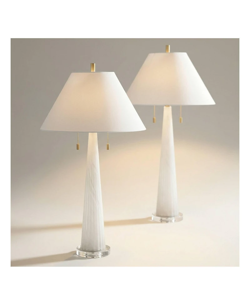 Possini Euro Design Possini Euro Regina 33" High Glass 2-Light Table Lamp Set of 2