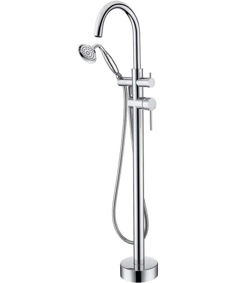 Busdays Freestanding Tub Filler Bathtub Faucet Chrome with Hand Held Shower Floor-Mount