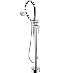 Busdays Freestanding Tub Filler Bathtub Faucet Chrome with Hand Held Shower Floor-Mount
