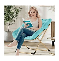 gaomon Rabbit Fur Saucer Chair, Foldable Lounge Chair with Metal Frame, Comfy Accent for Kids, Teens and Adults, No Assembly, Indoor Sofa Seat