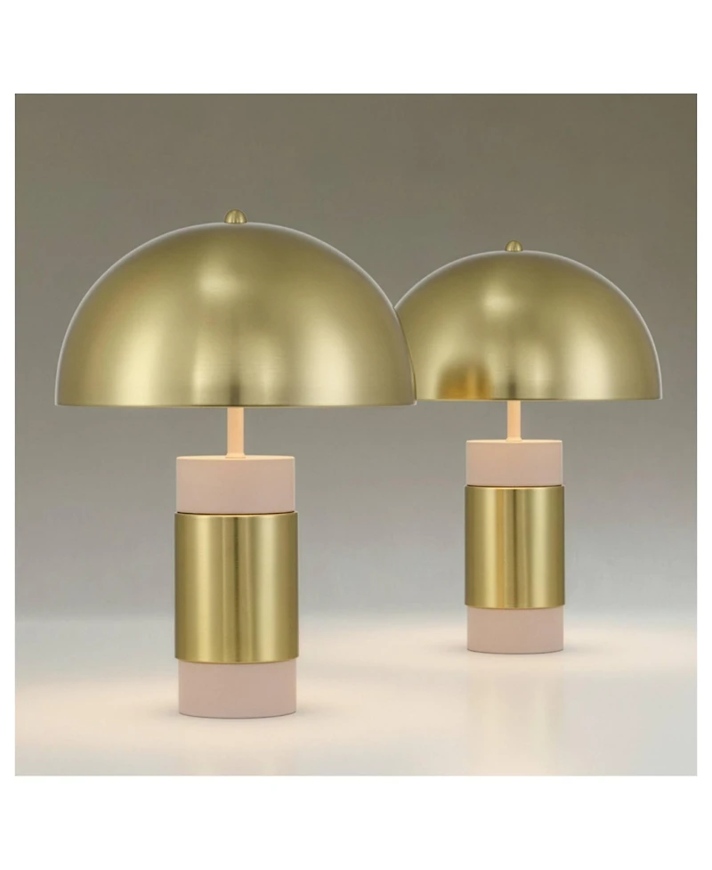 360 Lighting Delia 16" High Antique Brass Mushroom Accent Table Lamp Set of 2