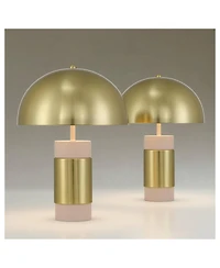 360 Lighting Delia 16" High Antique Brass Mushroom Accent Table Lamp Set of 2