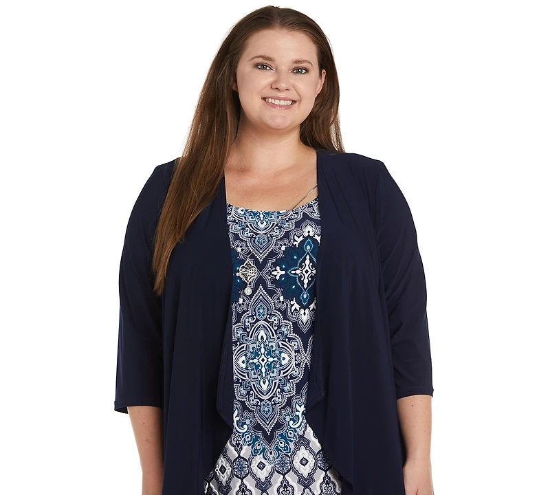 R & M Richards Plus Printed Jacket Dress