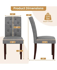 Gouun Set of 2 Button-Tufted Fabric Dining Chairs with Spring Cushion and Curved Back