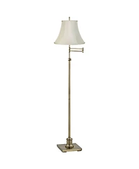 360 Lighting Traditional Swing Arm Floor Lamp 70" Tall Antique Brass Imperial Creme Fabric Bell Shade