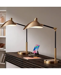 360 Lighting Colborne 28" Tall Mid Century Modern Desk Lamps Set of 2 Usb Port Adjustable Led