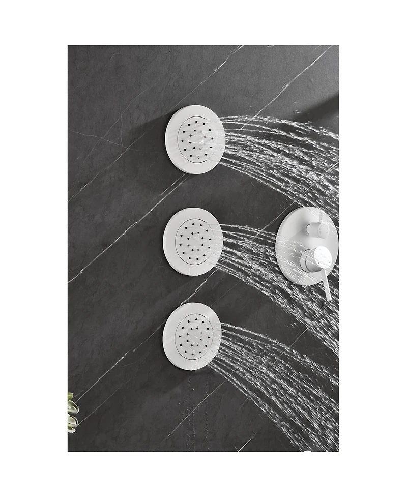 Busdays Complete Shower System with Rainfall Shower Head, Hand Shower, Slide Bar, 3 Bodysprays, Valve Trim and Lever Handles