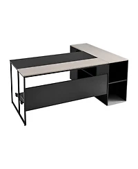Gouun L-Shaped Executive Desk with Drawers and Storage Cabinet, 71 x 53 in Office Table with Cpu Stand, 350 lbs