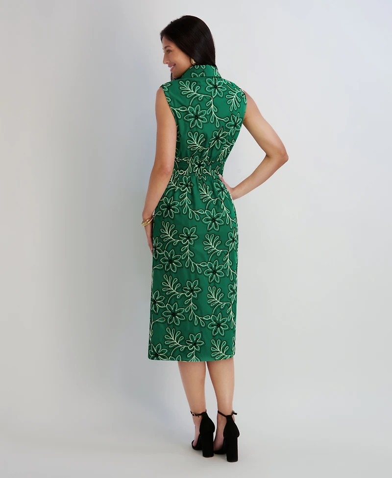 Kensie Women's Novelty Corded Woven Collared Midi Dress