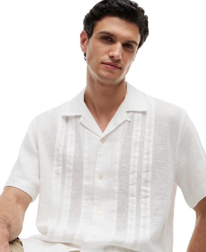 Tommy Hilfiger Men's Linen Mesh Structured Short-Sleeve Shirt
