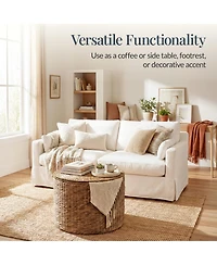 Best Choice Products Large Round Storage Ottoman W/ Lid, Handwoven Water Hyacinth Footstool