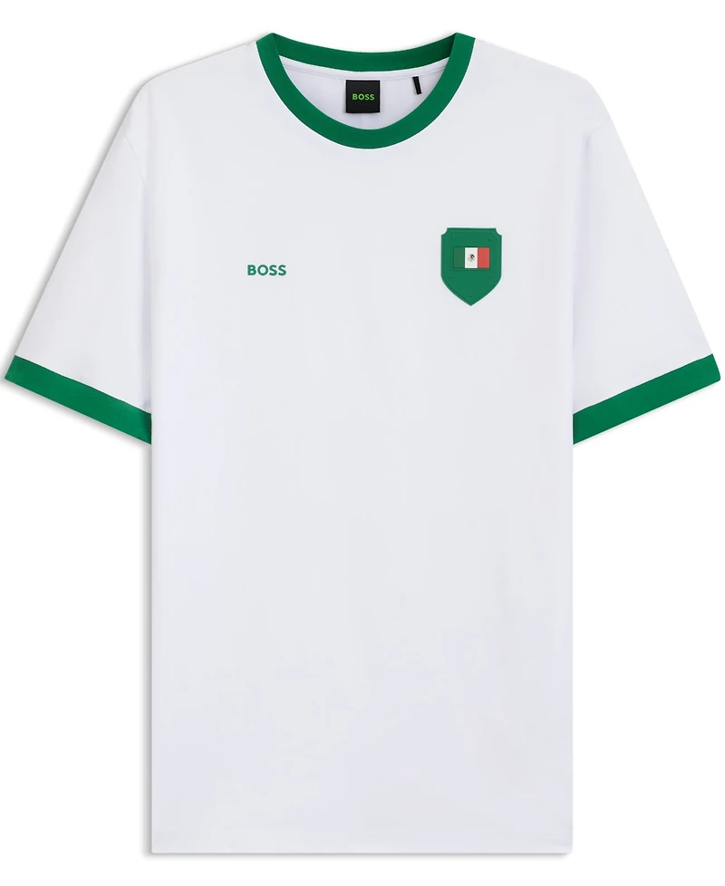 Boss by Hugo Men's Stretch-Cotton Mexico Country Flag Logo T-Shirt