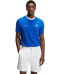 Boss by Hugo Men's Stretch-Cotton Italy Country Flag Logo T-Shirt