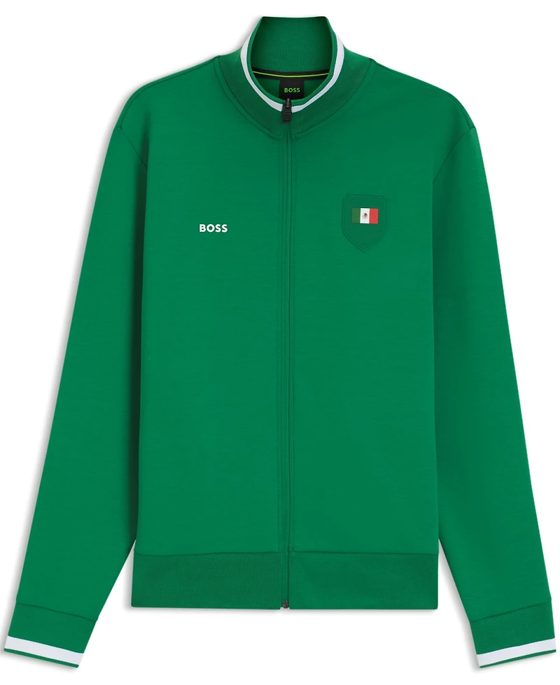 Boss by Hugo Men's Cotton-Blend Mexico Country-Flag Badge Sweatshirt