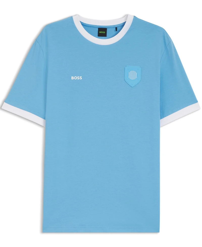 Boss by Hugo Men's Stretch-Cotton Argentina Country Flag Logo T-Shirt