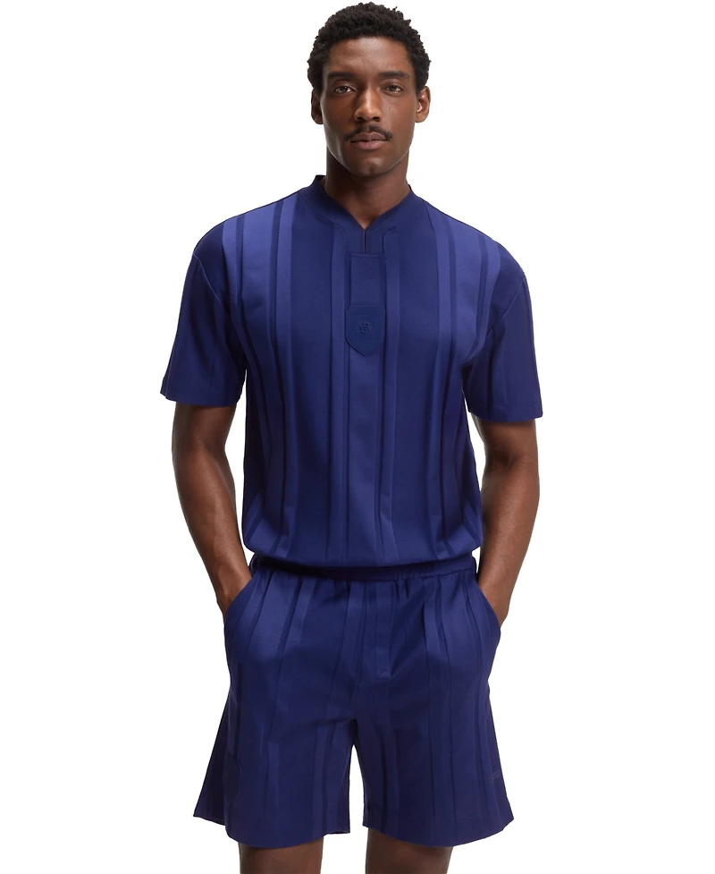 Boss by Hugo Men's Cotton Textured-Stripe T-Shirt