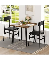 gaomon Dining Table Set for 2, Wood Kitchen Table with 2 Upholstered Chairs, Space-Saving Kitchen and Dining Room Furniture for Small Spaces