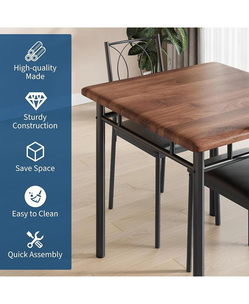 gaomon Dining Table Set for 2, Small Kitchen Table with Upholstered Chairs, Farmhouse Wood Dining Table Chairs for Kitchen Room, Small Spaces