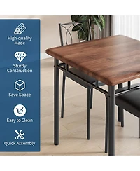 gaomon Dining Table Set for 2, Small Kitchen Table with Upholstered Chairs, Farmhouse Wood Dining Table Chairs for Kitchen Room, Small Spaces