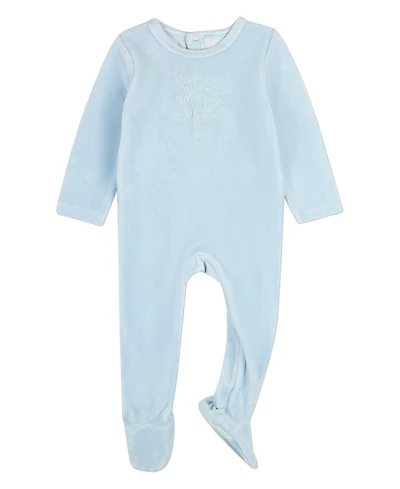 MeMoi Baby Girls "Bunny Meets Chick" Plush Embossed Cotton-Rich Velour Footie