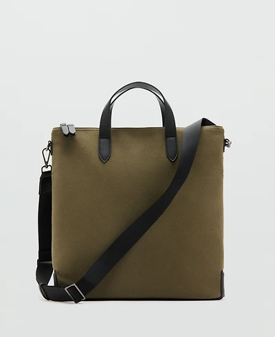 Mango Men's Cotton Adjustable Strap Tote Bag