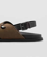 Mango Men's Crossed Straps Suede Leather Sandals