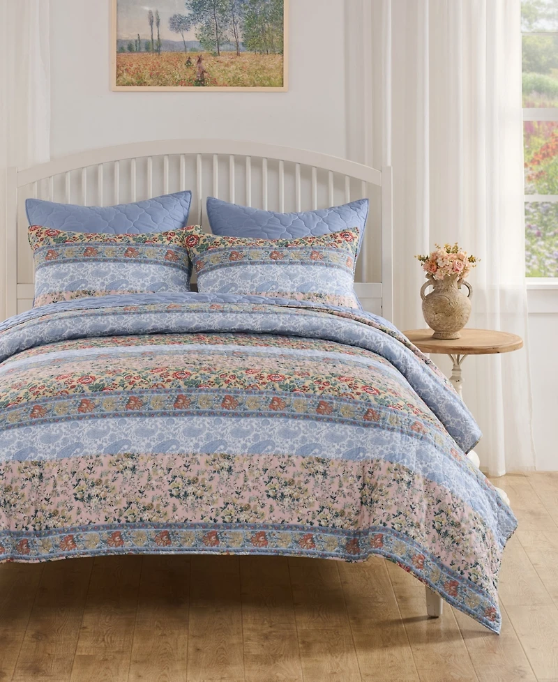 Greenland Home Fashions Kressida Modern Floral 3-Pc. Quilt Set, Full/Queen