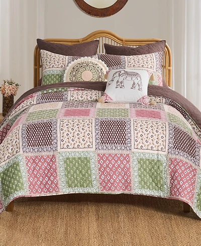 Greenland Home Fashions Priya Patchwork Print 3-Pc. Quilt Set