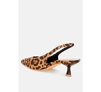 London Rag Women's Inana leopard Slingback Kitten Heels