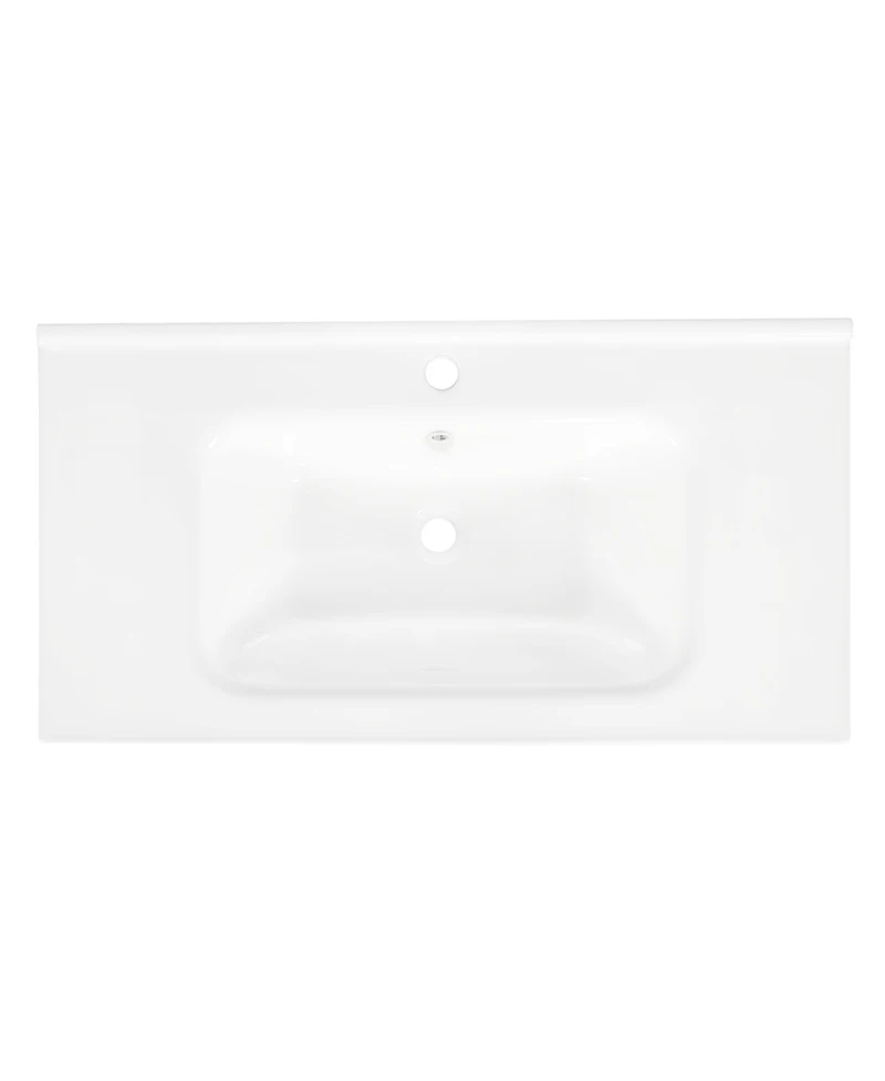 Busdays 35.6" White Ceramic Basin, Only Ceramic Sink, Without Cabinet
