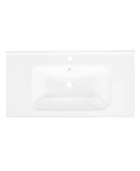 Busdays 35.6" White Ceramic Basin, Only Ceramic Sink, Without Cabinet