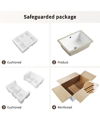 Busdays 16 Inch Rectangle Undermount Bathroom Sink Under Counter Vanity Sink Opening Size White Porcelain Basin Sink Para Banos