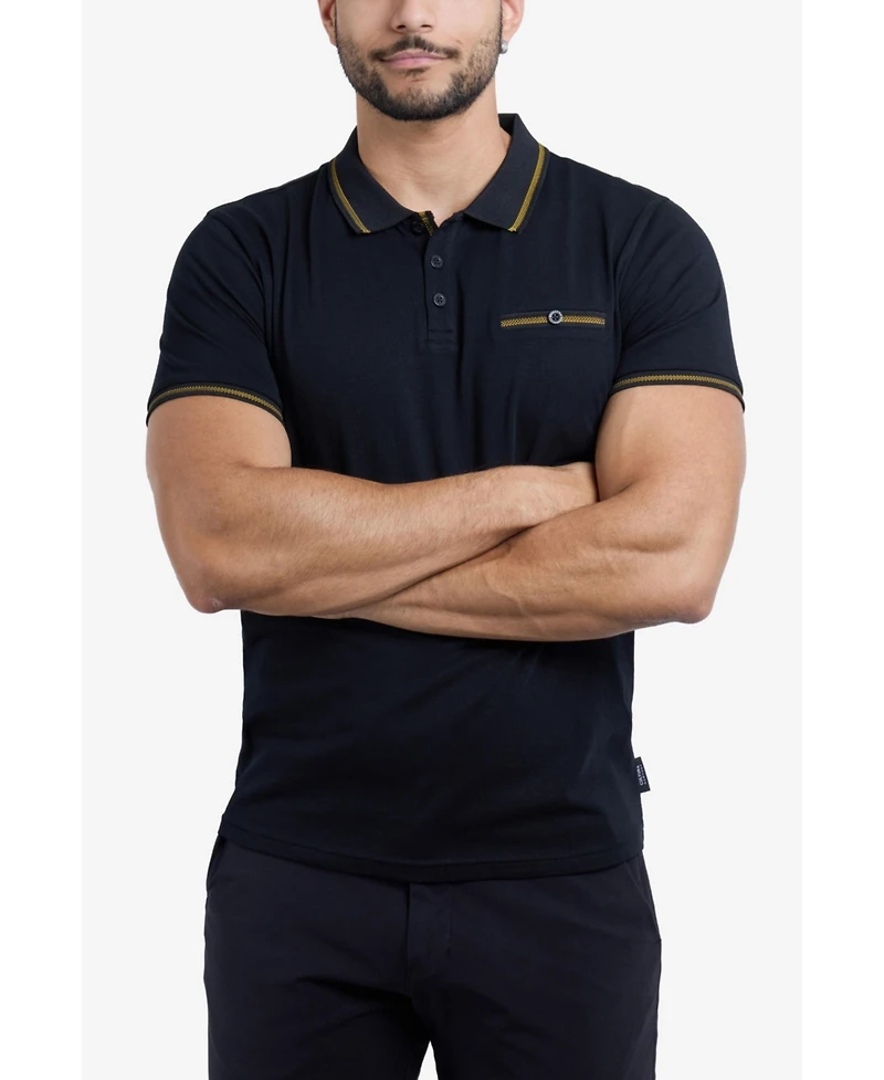 X-Ray Men's Polo with Jacquard Rib and Chest Pocket Shirt