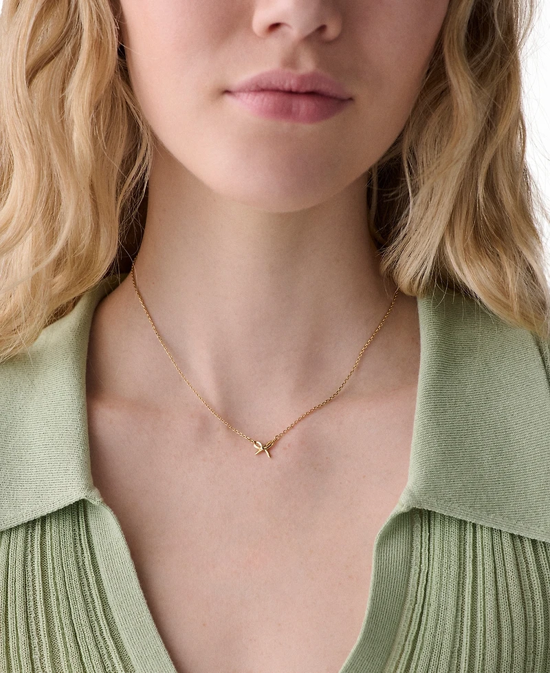 kate spade new york Girlie Pearlie Cubic Zirconia Mini Bow Pendant Necklace