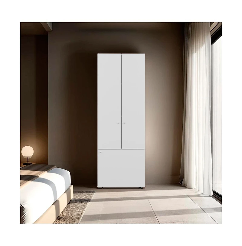 Flynama Armoire 66.9 Inch High 3 Doors 3 Shelves Bedroom Storage Cabinet with Spacious Internal Shelving