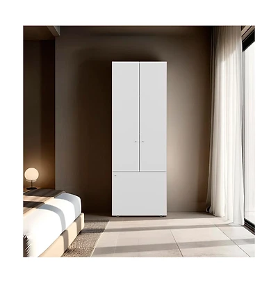 Flynama Armoire 66.9 Inch High 3 Doors 3 Shelves Bedroom Storage Cabinet with Spacious Internal Shelving