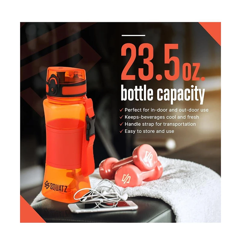 Squatz Sports or Shake Water Bottle with Fruit Infuser Strainer