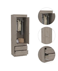 Flynama Lisboa 2-Door Armoire with Hanging Rod Two Drawers and Stylish Compact Design