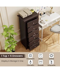 Sugift Six Drawer Dresser Chest for Bedroom Storage