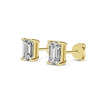 Dloria Valentina Moissanite 1 ct. Emerald Cut Stud Earrings in Gold Vermeil