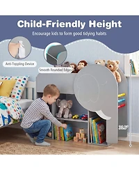 Slickblue Montessori Bookshelf with Elephant Shape 3-Tier Toddler Toy Storage Organizer