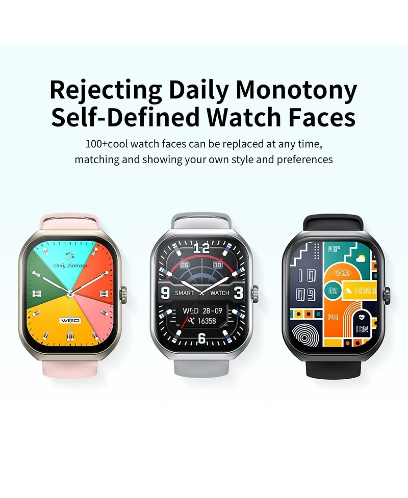 Sugift Smart Watch with 2.1" Hd Touchscreen, Bluetooth Calling, Wellness Tracking, Bonus Leather Strap Included