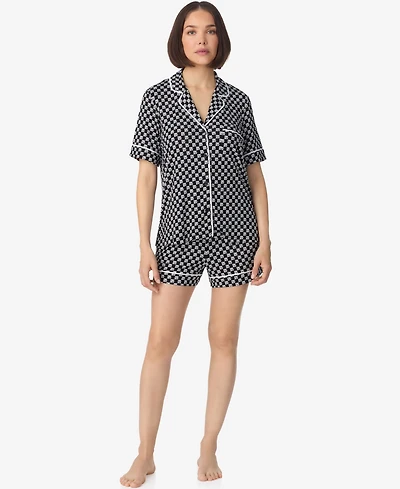 Dkny Women's Short-Sleeve Notch Collar Top & Boxers, 2-Piece Set